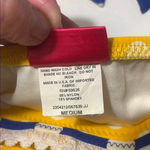 Betsy Johnson RARE Yellow Polka Dot Bikini with Blue Bow - Picture 5 of 16